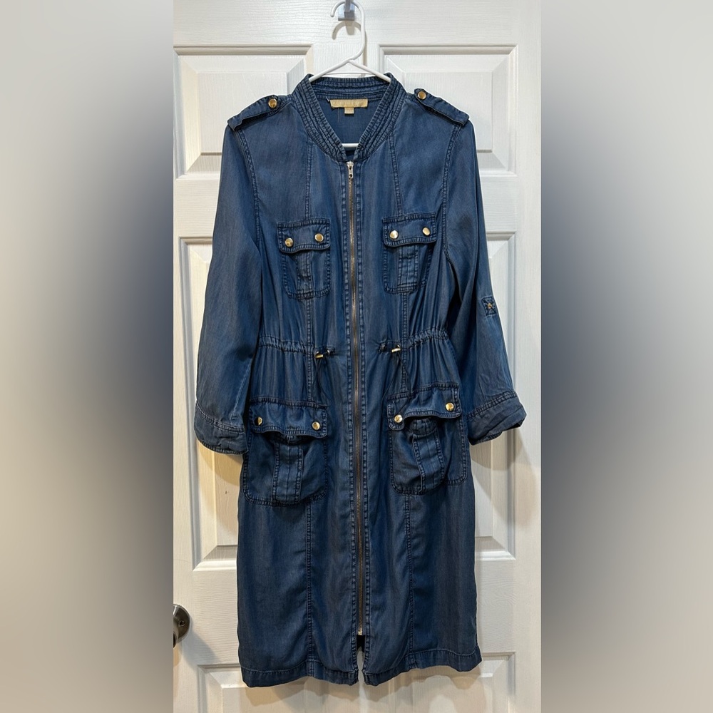 Denim Utility Mini Dress - Navy Blue